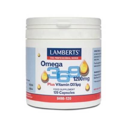 Omega 3-6-9 1200mg + Vitamin D3 120 Kapseln 8498 Lamberts