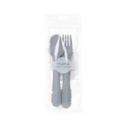 Mushie Silicone Baby Fork And Spoon Cloud