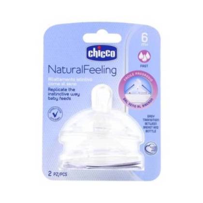 Chicco 2 Tetinas Natural Feeling 6m Flujo Rapido