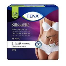 TENA SILHOUETTE BLANCO CINTURA BAJA T-G 10 UDS