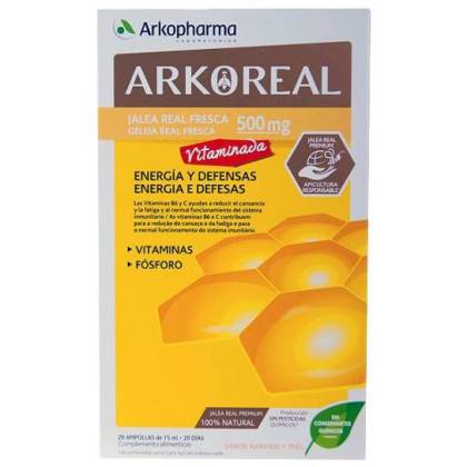 Arkoreal Geleia Real Vitaminada 20 Ampolas Sabor Laranja