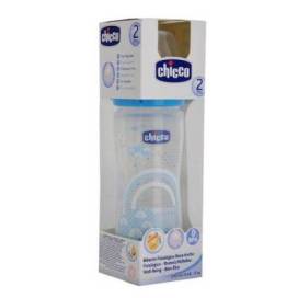 Chicco Babyflasche Kautschuk Sauger 2m+ 250ml Blau Mittlerer Fluss