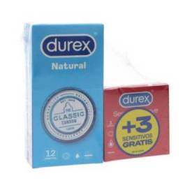 Durex Preservativos Natural Plus 12 Uds Sensitivo Suave 3 Uds Promo