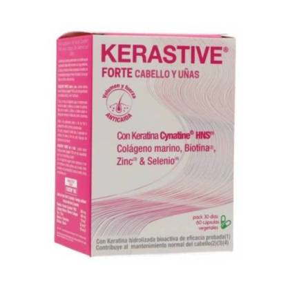 Kerastive Forte Cabelos e Unhas Queratina Colágeno Biotina Zinco Selênio 60 Cápsulas