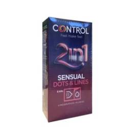 Control Condoms 2 In 1 Sensual Dots & Lines + Lube Gel 6 Units