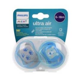 Avent Chupeta Silicone Ultra Air Urso Azul 6-18m 2 Unidades