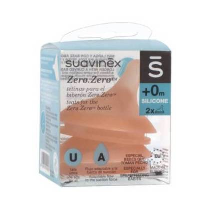 Suavinex Zero Tetina Silicone Fluxo Adaptável 0m+ 2 Unidades