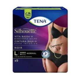 TENA SILHOUETTE NEGRO CINTURA BAJA T-G 9 UDS