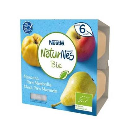 Nestle Naturnes Bio Manzana Pera Membrillo 4x90 g