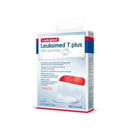Leukomed T-plus Skin Sensitive Curativo Estéril Adesivo 7,2cm X 5cm 5 Unidades