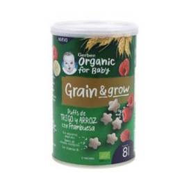 Gerber Snack Organic Trigo Arroz Con Frambuesa 35 g