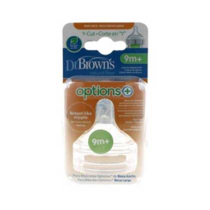 Dr Browns Options+ Tetinas De Silicone Boca Larga Corte Y 9m+ 2 Unidades