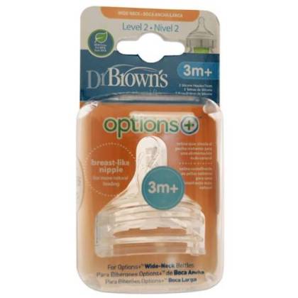 Dr Browns Options Tetina Silicona Boca Ancha 3m 2 Uds