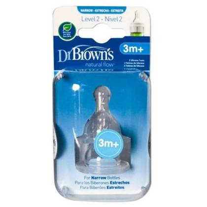 Dr Browns Tetina Silicona Para Biberon Estrecho 3m 2 Uds