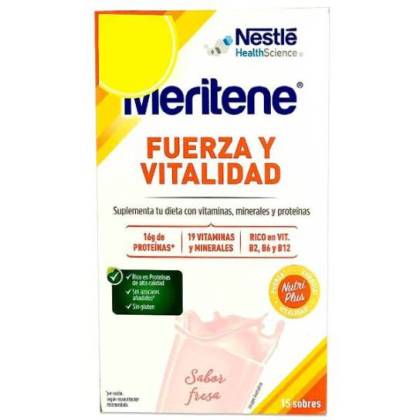 Meritene Fuerza Y Vitalidad Erdbeere Shake 15 Beutel