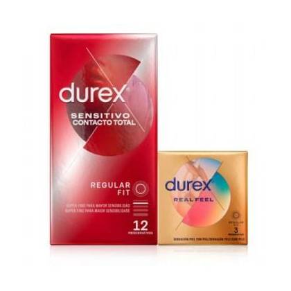 Durex Condoms Sensitive Total Control 12 Units + Real Feel 3 Units Promo