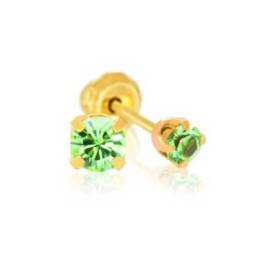 Inverness Pendiente 24k 88c Solitario Cristal Verde 3 Mm 2 Unidades