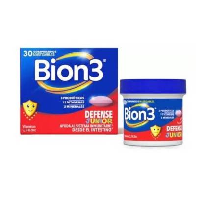Bion 3 Defense Junior 30 Comprimidos Masticables Sabor Frambuesa