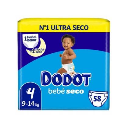 Paï¿½al Infantil Dodot Bebe Seco Value Talla 4 9-14 Kg 58 Unidades