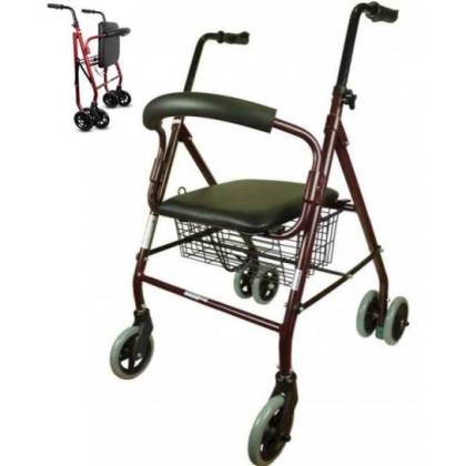 Andador Rollator de Alumínio Com Freio 4 Rodas Prim Ref827089