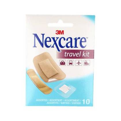 Kit de sortimento de curativos adesivos Nexcare 3m para viagem com 10 curativos