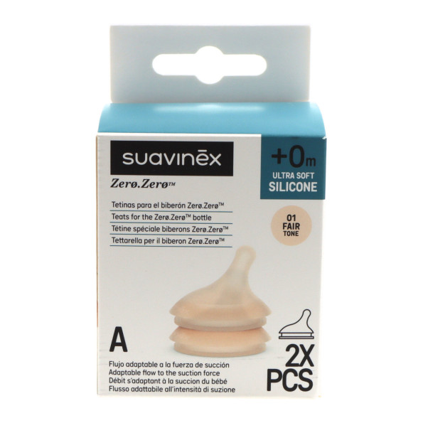 Ultra Soft Silicone Nipple Adaptive Flow Zero Zero +0m Suavinex X2